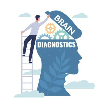 Brain diagnostics. Patients mind examination. Study of memory and intelligence Stock Illustration