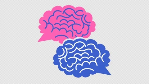 Brain dialogue with speech bubble chat cartoon animation. Stock Footage 300752724