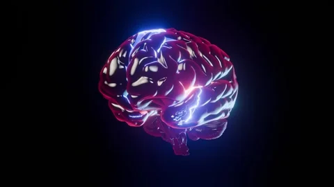 Brain digital and electric current or thunder moves, Animation Seamless loop. 動画素材 302887937