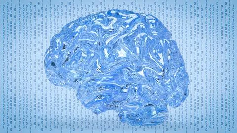 The Brain on digital Background for machine learning  or ai concept 3d rend.. Illustrazione stock