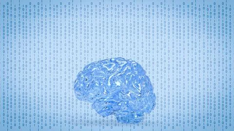 The Brain on digital Background for machine learning  or ai concept 3d rend.. Illustrazione stock