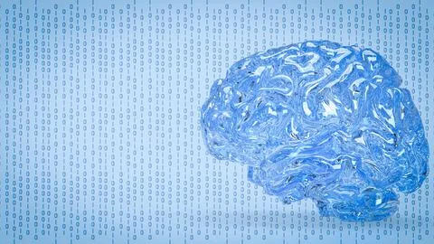 The Brain on digital Background for machine learning  or ai concept 3d rend.. Illustrazione stock