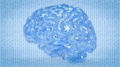 The Brain on digital Background for machine learning  or ai concept 3d rend.. Stock Illustration