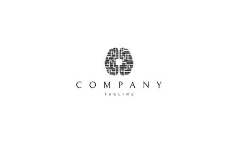 Brain Digital Black Abstract vector 3 logo design Stock Illustration