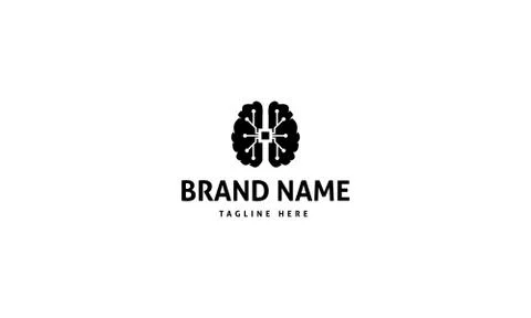 Brain Digital Black Abstract vector 4logo design Stock Illustration
