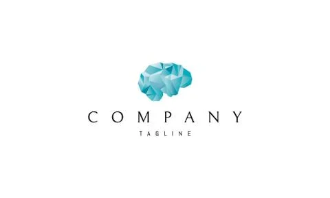 Brain Digital Blue Abstract vector logo design Stock Illustration