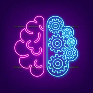 Brain. Digital brain in hand. Neural network. IQ testing. Brainstorm think idea Stock Illustration