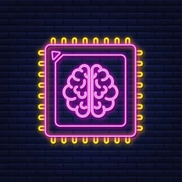 Brain. Digital brain in hand. Neural network. IQ testing. Brainstorm think idea Stock Illustration