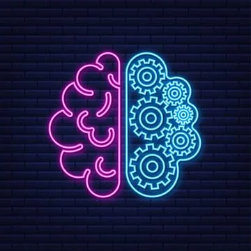 Brain. Digital brain in hand. Neural network. IQ testing. Brainstorm think idea Stock-Illustration