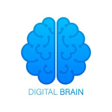 Brain. Digital brain in hand. Neural network. IQ testing. Brainstorm think idea Stock Illustration