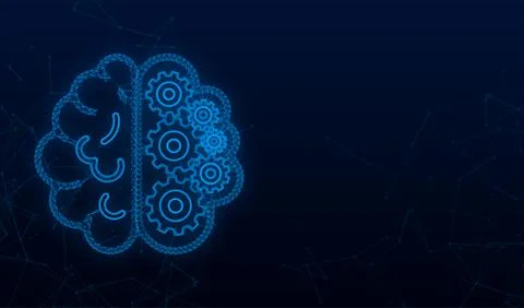 Brain. Digital brain in hand. Neural network. IQ testing. Brainstorm think idea Stock Illustration