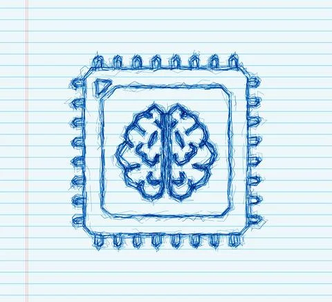 Brain. Digital brain in hand. Neural network. IQ testing. Brainstorm think idea Stock Illustration