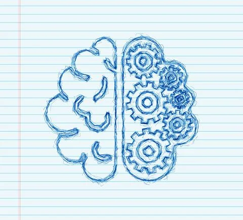 Brain. Digital brain in hand. Neural network. IQ testing. Brainstorm think idea Stock Illustration