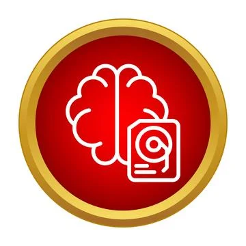 Brain with digital data hard drive storage icon Stockillustratie