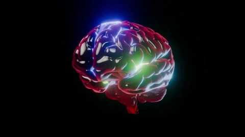 Brain digital red color. Neuron connections. 스톡 동영상 302881005