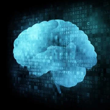 Brain on digital screen Stockillustratie