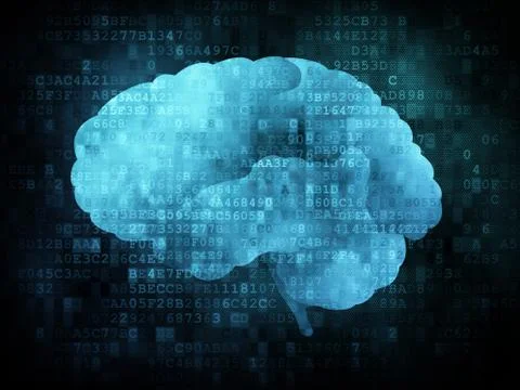 Brain on digital screen Illustrazione stock