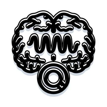 Brain with digital signal and network symbol Stock Illustration