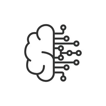 Brain digitalization, icon in line design. Brain, digitalization, neural, data Stock Illustration