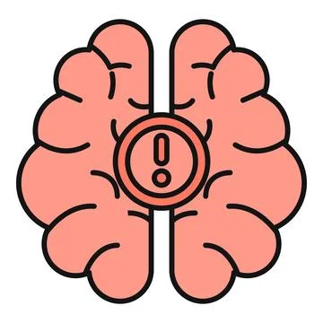 Brain displaying warning sign for mental health alert Stock Illustration