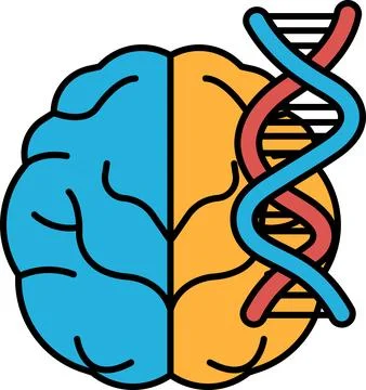 A brain with a DNA strand in the middle Illustrazione stock