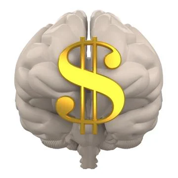 Brain with dollar symbol 3d rendering Stock Illustration