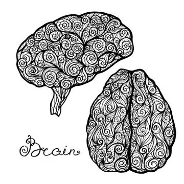 Brain Doodle Set Stock Illustration