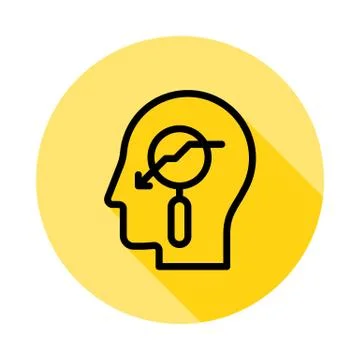 Brain, down icon long shadow Stock Illustration