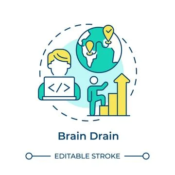Brain drain multi color concept icon 库存插图