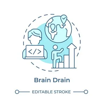 Brain drain soft blue concept icon Stock Illustration