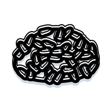 Brain drawing with abstract lines and shapes イラスト素材