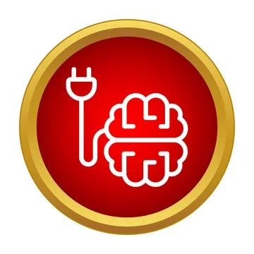 Brain with electric plug connected charging power Stock Illustration