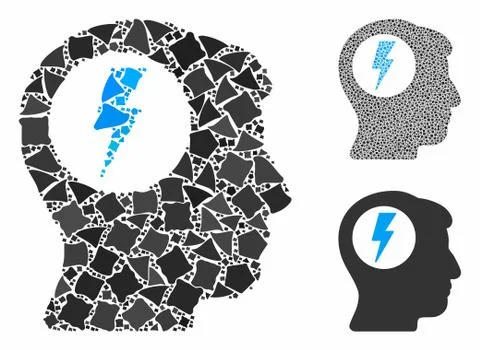 Brain electric shock Composition Icon of Ragged Elements Stock Illustration
