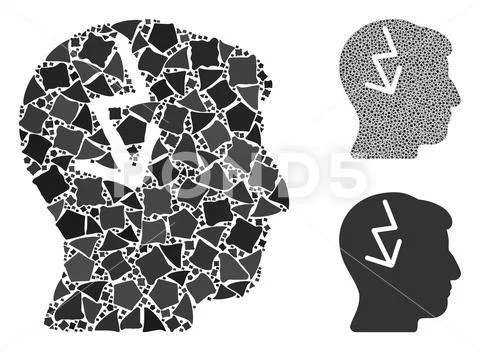 Brain electric strike Composition Icon of Abrupt Items Stock Illustration
