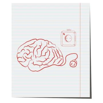 Brain with electrical plug Stock Illustration