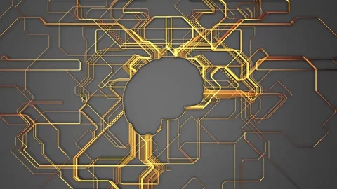 Brain embedded in an electronic circuit. Stock Footage 302882126