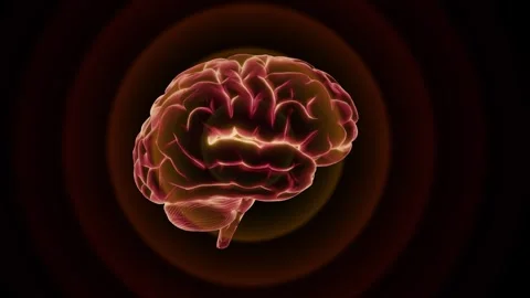 Brain emitting concentric circles. 3d animation render Stock-Footage 243933076