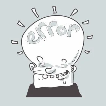 Brain error funny cartoon man Stock Illustration