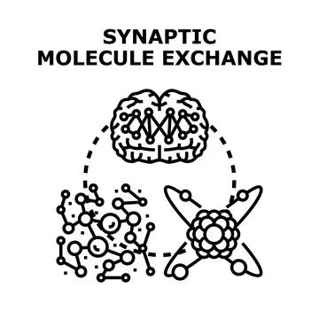 Brain exchanging synaptic molecules in neural network research Stock Illustration