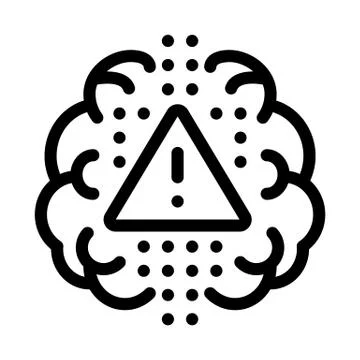 Brain exclamation mark icon vector outline illustration 스톡 일러스트