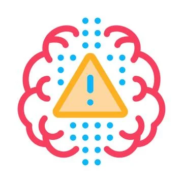 Brain exclamation mark icon vector outline illustration 스톡 일러스트