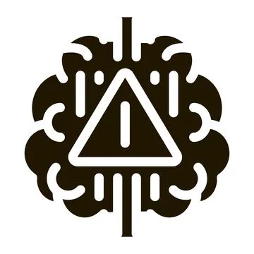 Brain exclamation mark icon Vector Glyph Illustration 스톡 일러스트