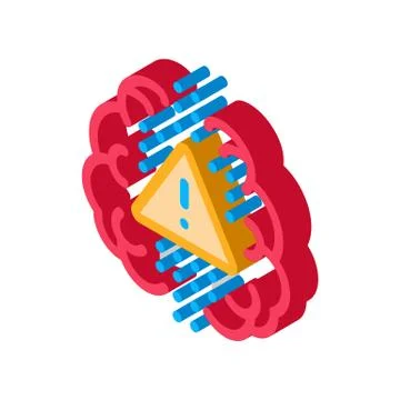 Brain exclamation mark isometric icon vector illustration Stock Illustration