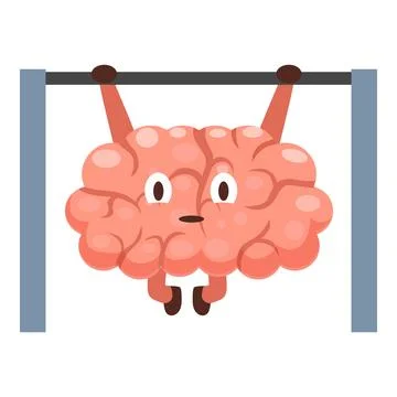 Brain exercising and hanging from horizontal bar, mental fitness concept Stockillustratie
