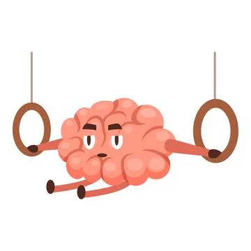 Brain exercising and training with gymnastics rings, mental health and fitness Illustrazione stock