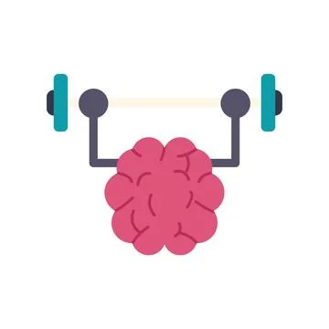 Brain exercising with barbell lifting for mental strength Illustrazione stock