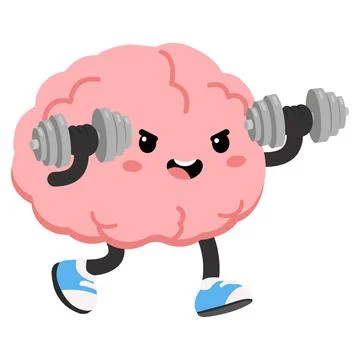 Brain exercising with dumbbells for mental power and cognitive strength Stock Illustration
