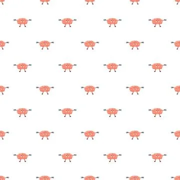 Brain exercising with dumbbells repeating pattern on white background Ilustración de archivo