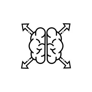 Brain with expanding arrow icon vector Stock Illustration
