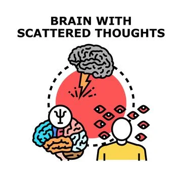 Brain experiencing scattered thoughts and mental health issues Illustrazione stock